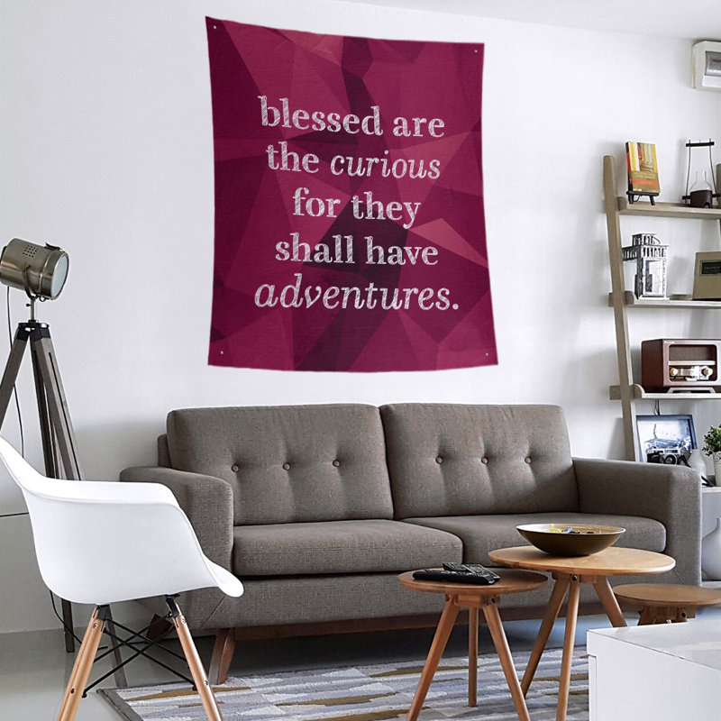 Tapisserie citation en faux gemme en polyester, H 104 po x l 88 po, Spinelle