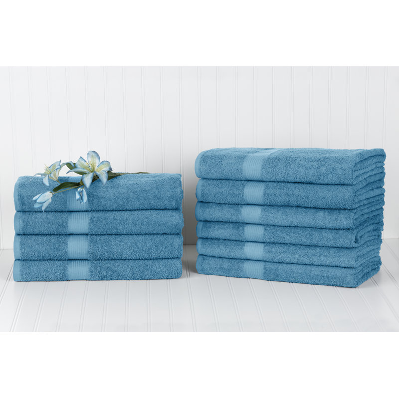  Serviette de bain 100% coton Dobby Border, Bleu Durango