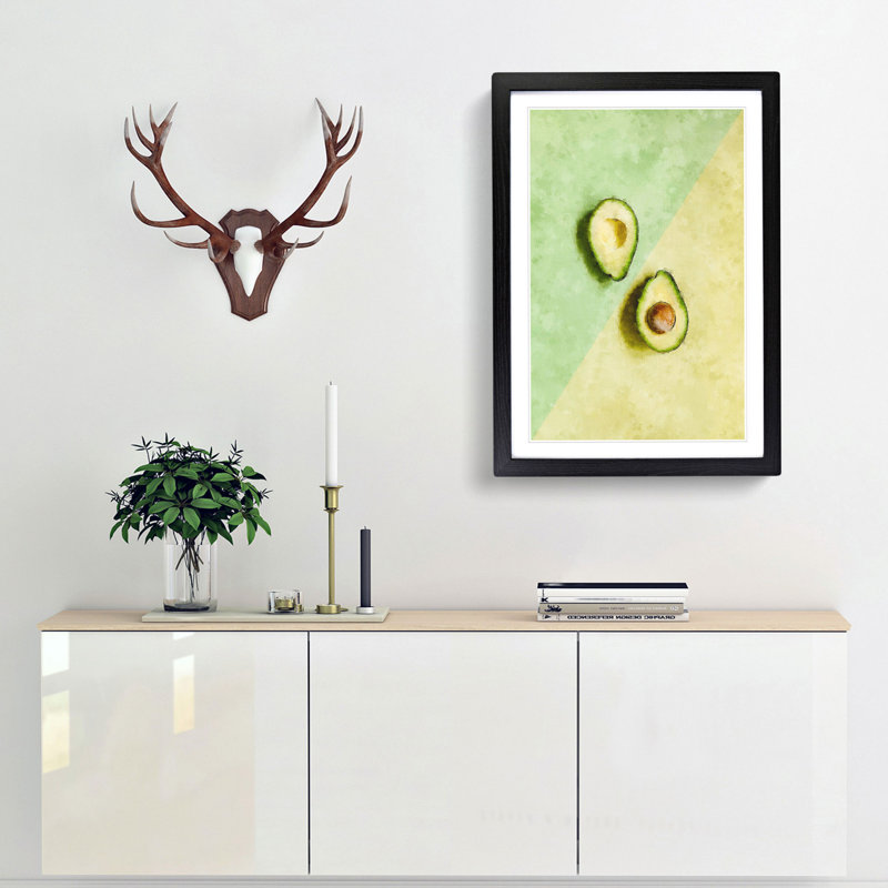 Avocado Split - Picture Frame Painting Print, 33cm H x 24cm W x 2cm D, Black Framed