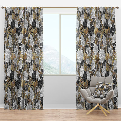 Panneau de rideau simple thermique semi-transparent avec passe-tringle Roses