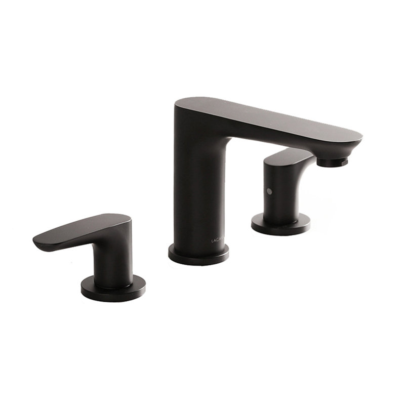 Flou Widespread Bathroom Faucet with Drain Assembly, Matte Black