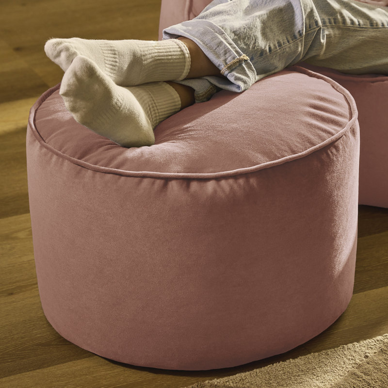icon Milano Velvet Bean Bag Pouffe Forest Green Large Velvet Footstools, Dusk Pink