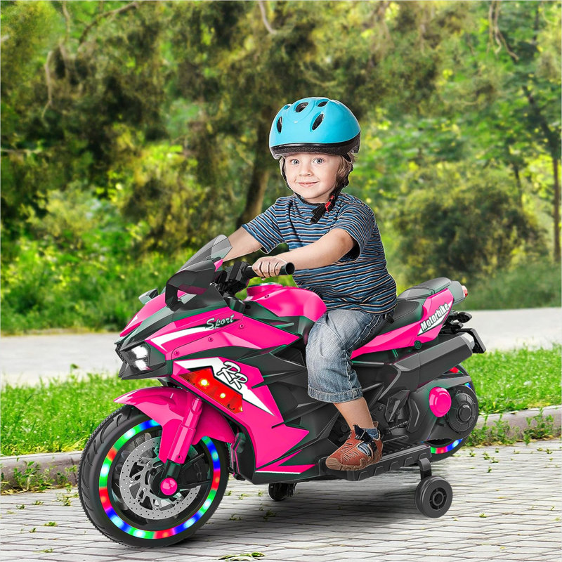 Poussette jouets pour bébé avec moto électrique rose et rose de 40 x 19 x 25 po