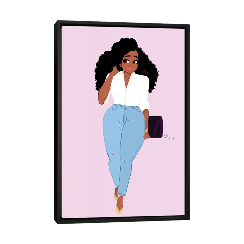 « Big Beautii jeans » par Nicholls Kobi, reproduction d’art, Pas de tapis, Toile avec cadre noir, H 60 po x l 40po x P 1,5 po