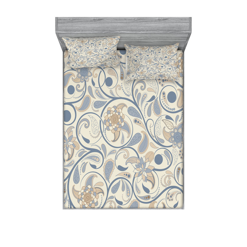 Ensemble de draps et taies décoratives Ambesonne, bleu ardoise, beige et brun clair