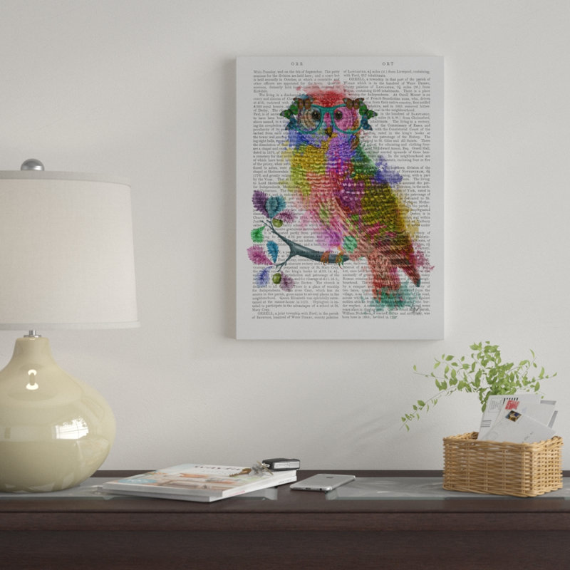 " Rainbow Splash Text Owl " by Fab Funky, 19" H x 14" W x 2" D