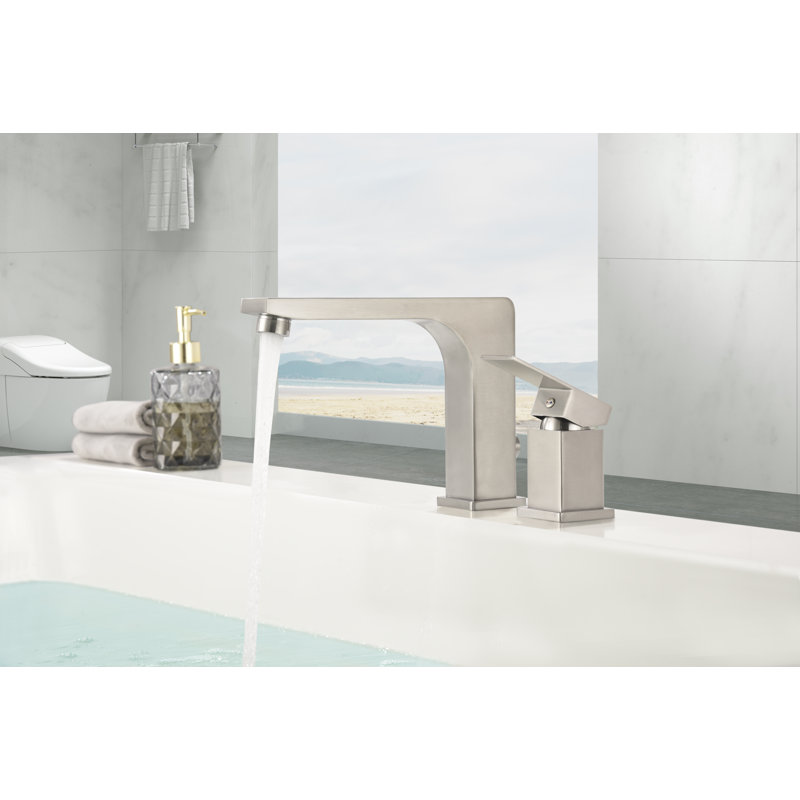 Icon Collection Single Handle Deck-Mount 4.6 gpm Roman Tub Faucet with Rough-In Valve - Brushed Nickel, Brushed Nickel