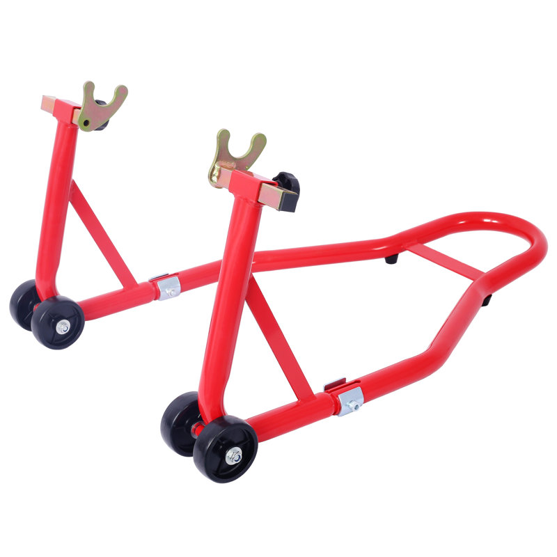 Support pour moto avec support à bras pivotant avant et arrière 1000LB noir et rouge, Rouge