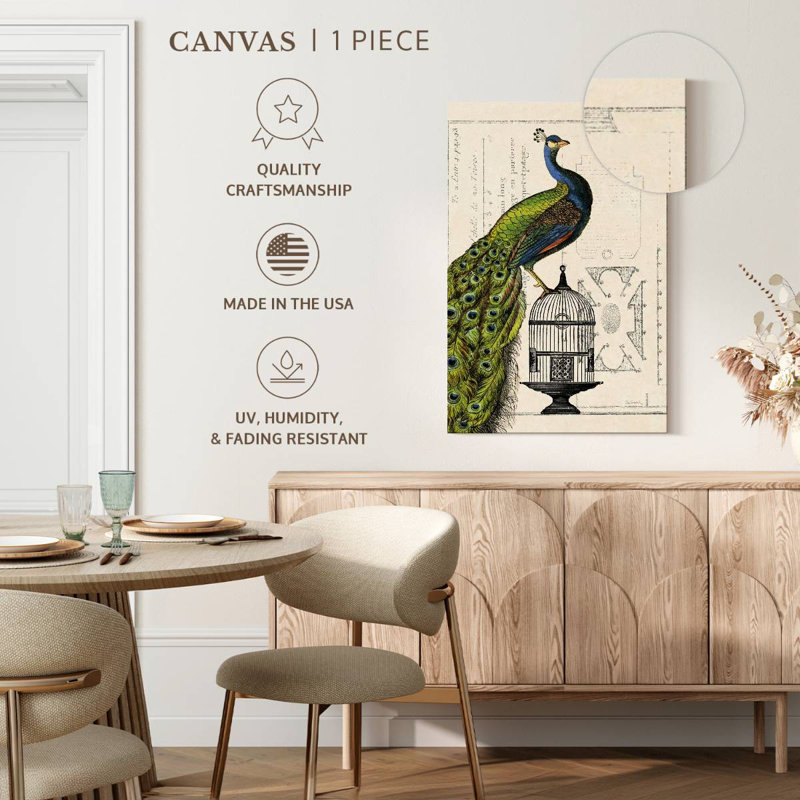 Brampt Peacock Birdcage I, 51" H x 34" W
