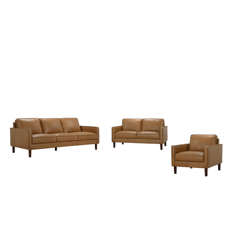 Soria Top-Grain Leather Sofa, Brown