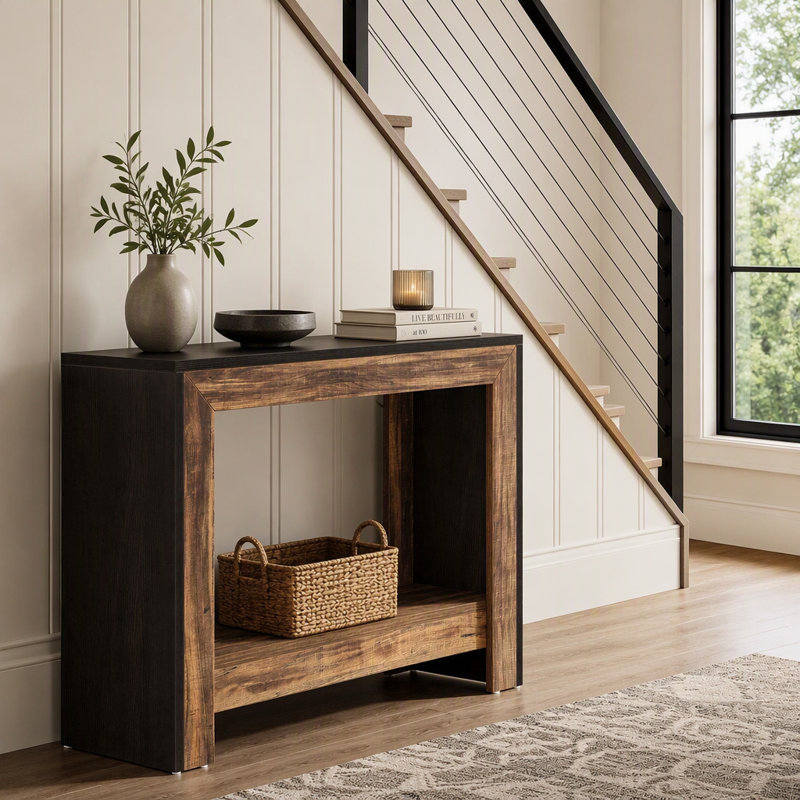 Console 41 po, table de couloir avec rangement ouvert