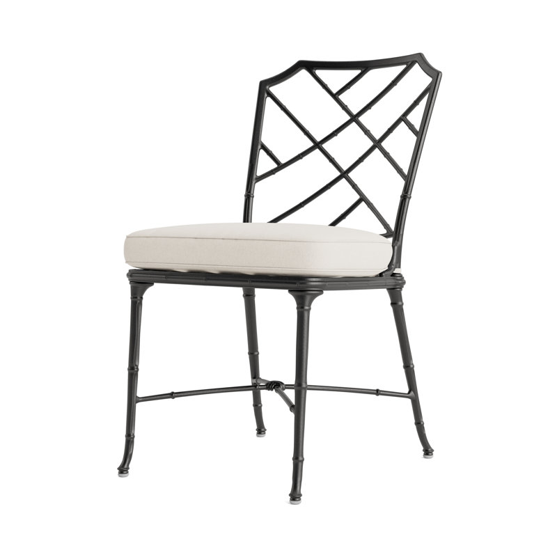 Calcutta Outdoor Dining Side Chair, Tan, Textured Pewter, Fusion Natural