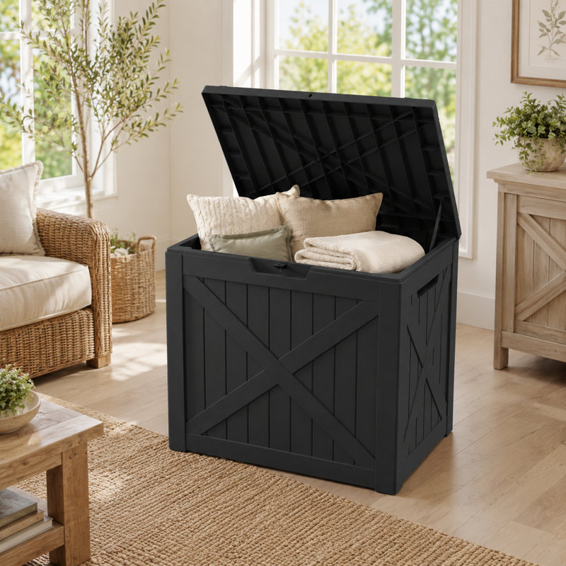 Boîte de rangement en résine résistante aux intempéries verrouillable 45 gallons, boîte de livraison de colis, Black