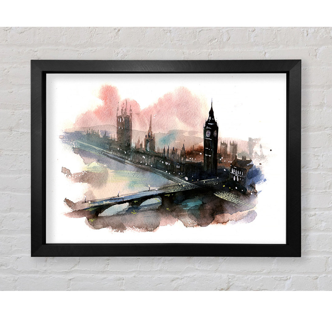 Aquarell Big Ben Houses Of Parliament - Einzelner Bilderrahmen Kunstdrucke