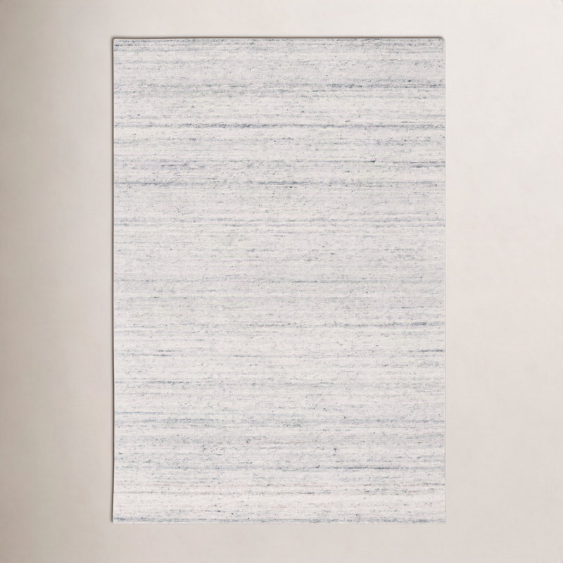 Tapis gris en laine et coton tissé à plat à la main Ronna Lanny, Rectangulaire 3 pi x 5 pi