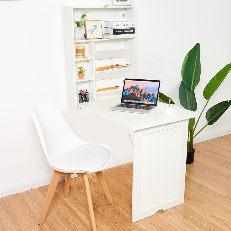 Bureau flottant avec huche, Blanc