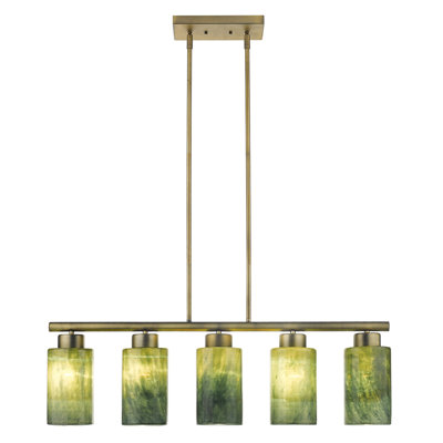 Luminaire suspendu cylindrique pour îlot de cuisine 5 lumières Delaplaine