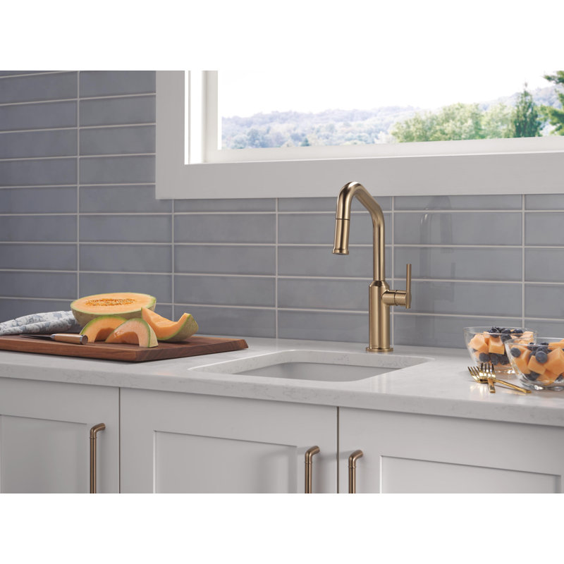 Single Handle Pull-Down Bar/Prep Faucet, Lumicoat Champagne Bronze