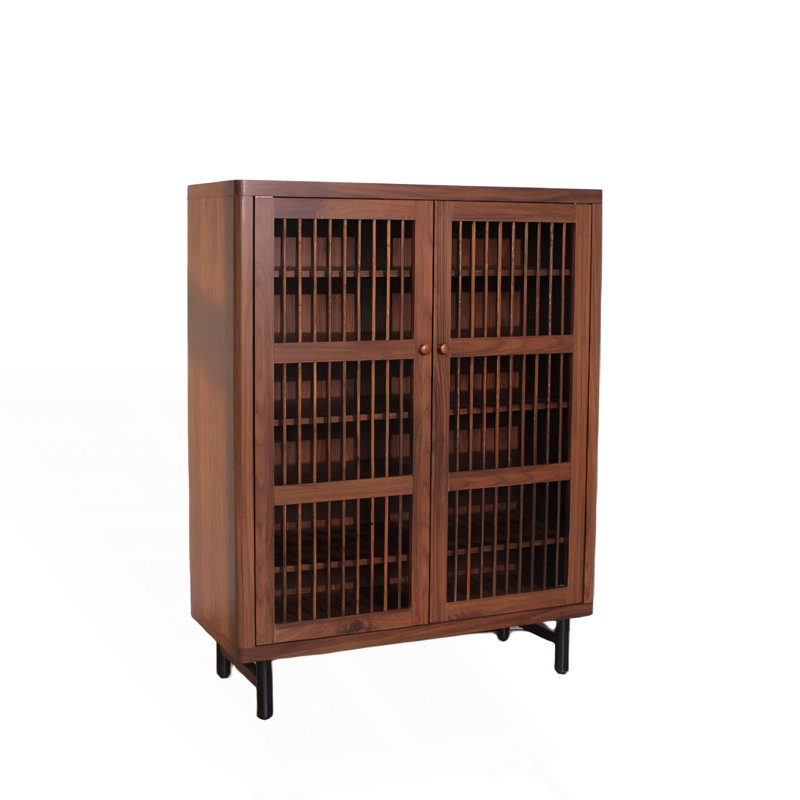 Shoe Cabinet With Shutter Doors, 6-Tier Entryway Shoe Cabinet With Adjustable Shelves, Walnut