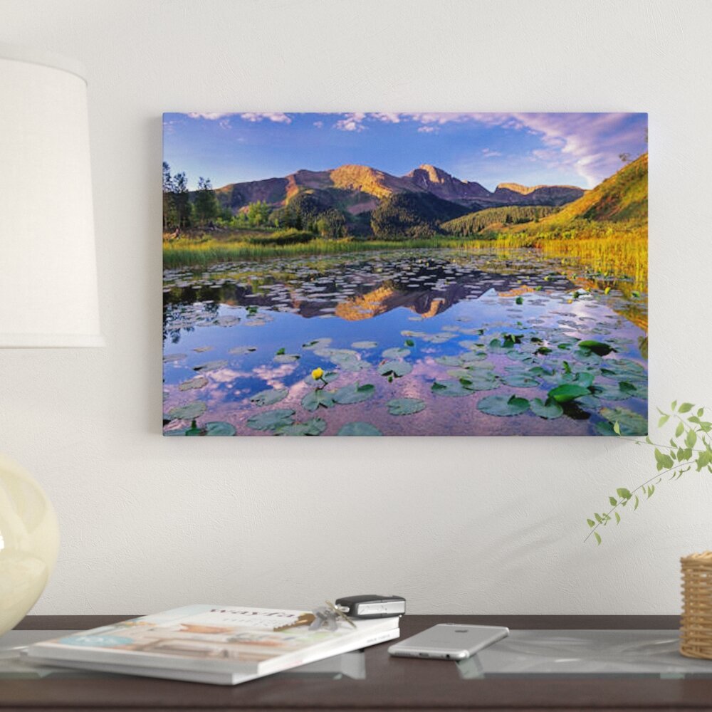 Lily Pads and reflection of Snowdon Peak in pond, west Needle Mountains,  Colorado Wall Art, Canvas Prints, Framed Prints, Wall Peels