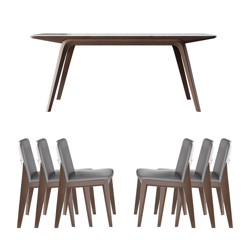 Rock Slab Rectangular Modern Simple Dining Table Four Leg Dining Set, 7