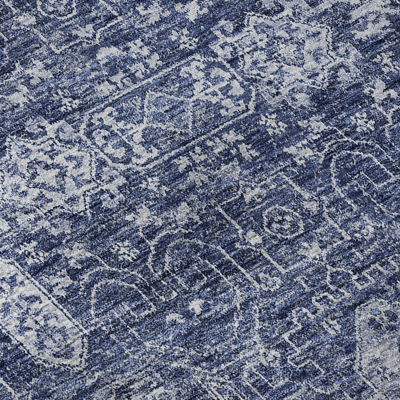 Tapis bleu marine Cerrito lavable à la machine de qualité supérieure, Rectangulaire 8 pi x 10 pi