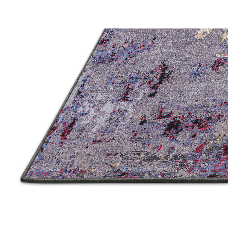 Tapis abstrait mauve / rouge / noir Bulpitt, Rectangle 6 pi x 9 pi