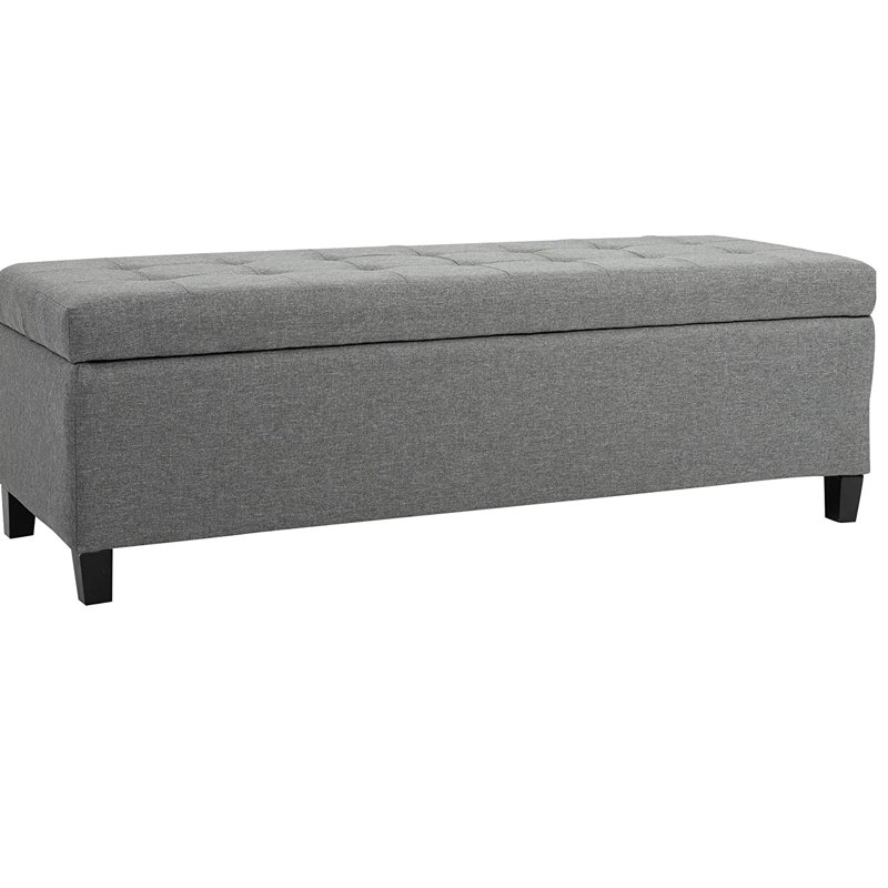 Adita Polyester Blend Upholstered Storage Bench, Grey