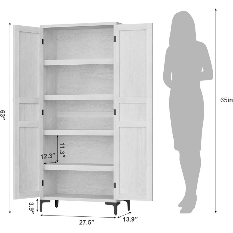 160cm Kitchen Pantry, White