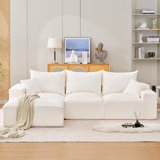 110 Inch Modular Sectional Sofa, Chenille Convertible Couch With 2 Throw Pillows, Oversized Deep Seat L-Shaped Couch