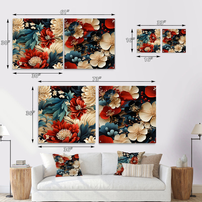 Thetford - Ensemble de 2 art mural en verre acrylique, H 16 po x l 33 po