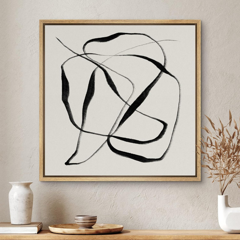 «Geometric Paint Stroke Ribbon Collage», reproduction sur toile flottante, H 24 po x l 24 po x P 1,5 po, Naturel