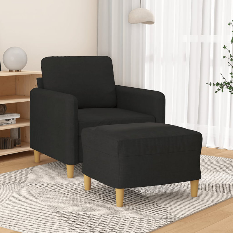  Sofa Chair With Footstool Black, Black