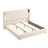King Size, Upholstered Bed Frame, Beige, High Wingback Headboard, Adjustable Reading Lamp, Port, Soft Foam, No Box Spring, Fast Setup Wingback, Easy