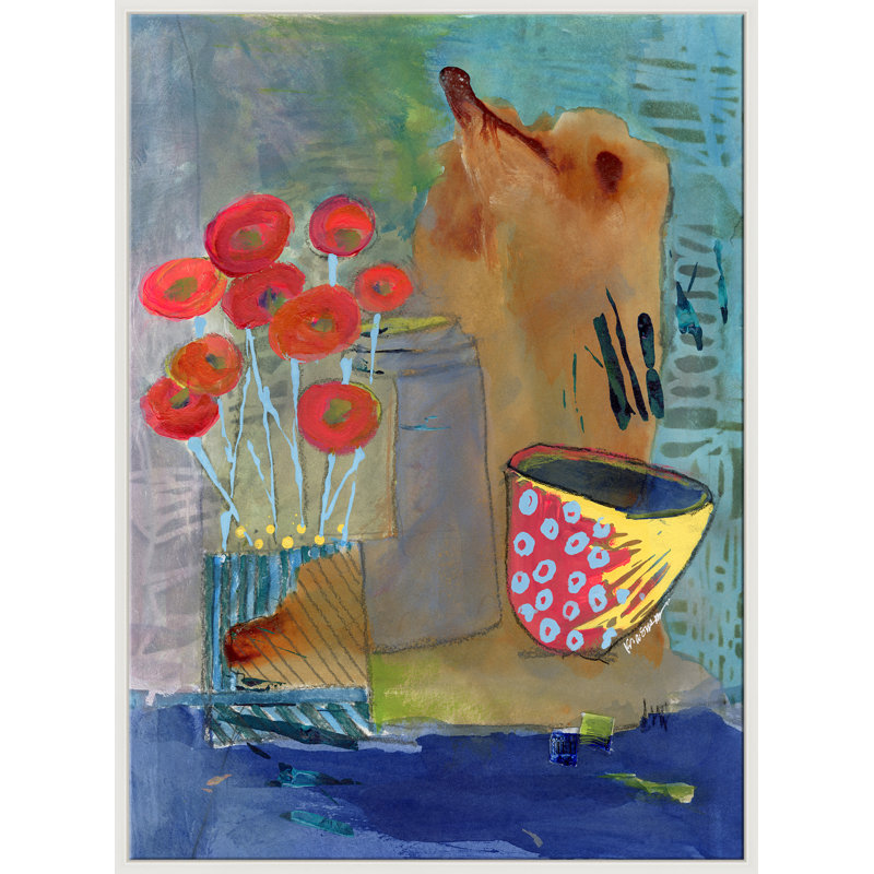 Jazz Giclee On Canvas by Jill Krasner, White Framed