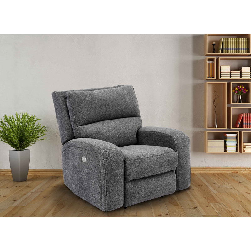 Polla 40" Upholstered Power Recliner with Adjustable Headrest Two Pack, Bizmark Grey