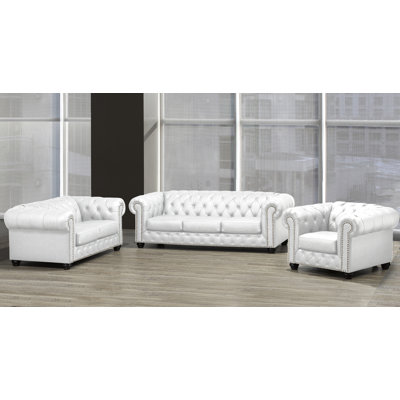 Orner 3 Piece Genuine Leather Living Room Set