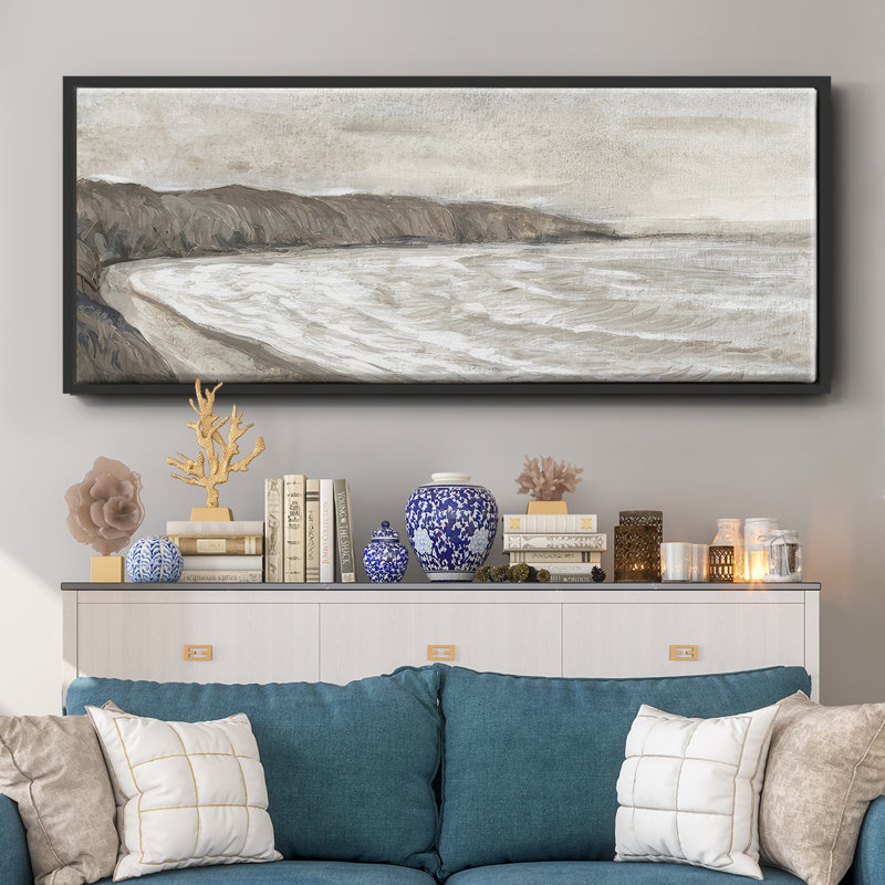Coastal Shoreline I- Framed Canvas, 20" H x 50" W