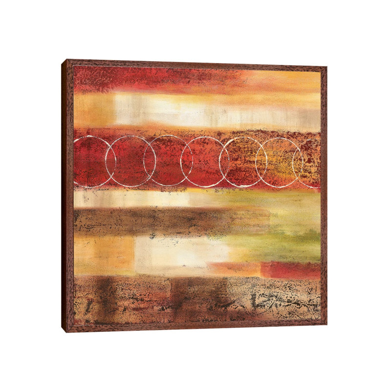 Analogous II by Nan - Painting on Canvas, 45.72 cm H x 45.72 cm W, Classic Brown Wood Framed