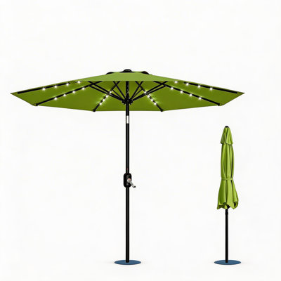 Parasol de patio 10 pi, 8 baleines robustes, avec lumières