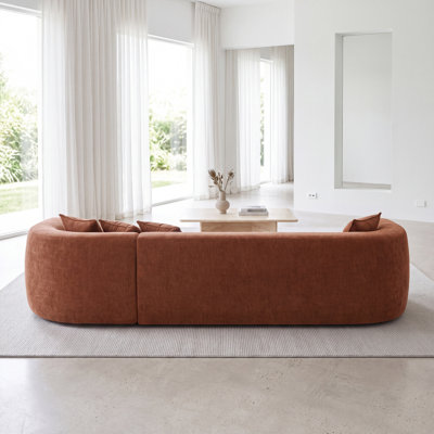 Canapé modulaire surdimensionné courbé sans os avec revêtement en chenille et coussins décoratifs