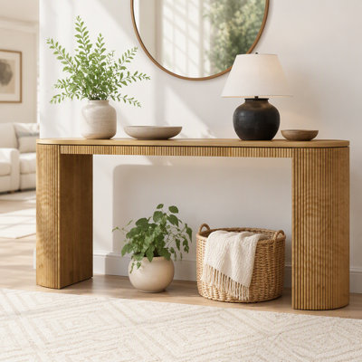 Console courbée à rayures verticales unique, idéale pour le salon, le bureau et l'entrée