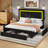 LED Adjustable Velvet Upholstered Headboard Bed Frame With 4 Storage Drawers And USB Ports-409339811-409645850