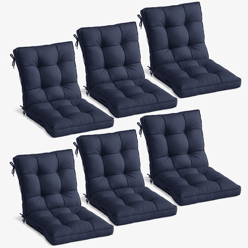 Outdoor/Indoor High Back Chair Cushions, 22.5" W x 22.5" D, Navy