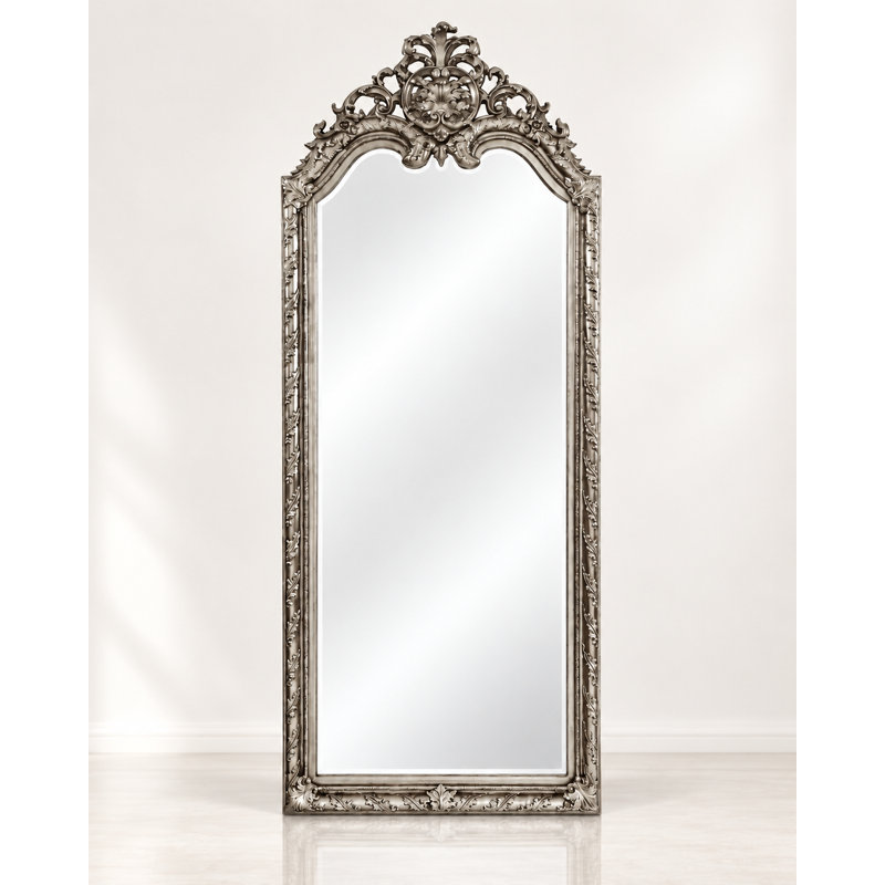 Solid Wood Beveled Mirror, 81.9" x 33.5", Silver