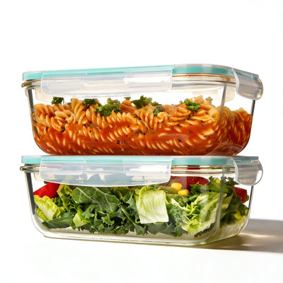 Large Glass Food Storage Containers With Airtight Lids - 2-Pack 63Oz (1860Ml) Borosilicate Glass Meal Prep Containers For Oven, Microwave, Freezer & Dishwasher, Leakproof And Stackable