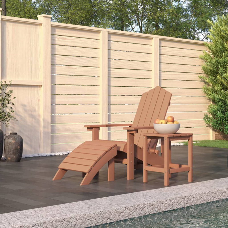 Lisbon Outdoor Adirondack Chair With Table, Brown