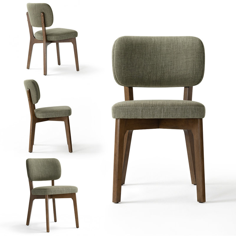 Chaises de salle à manger rembourrées modernes avec structure en bois massif et siège rembourré, Green