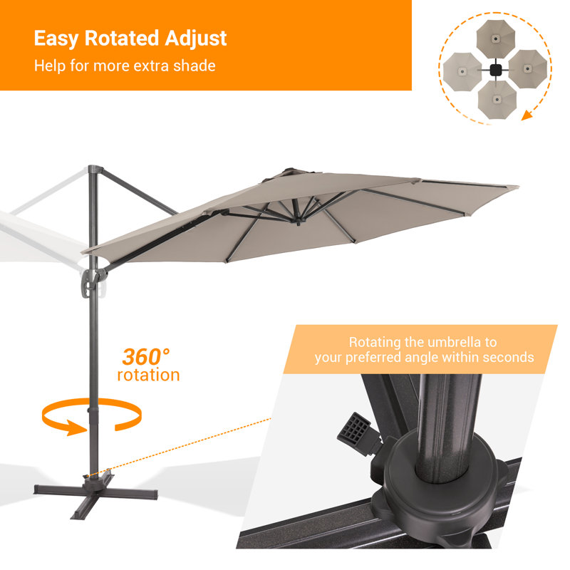 Parasol en porte-à-faux 10 pi Dobrosav, Gris