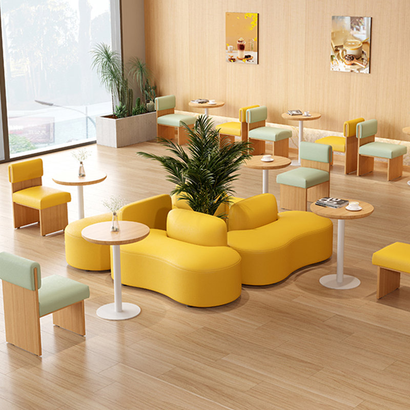 Banc rembourré en similicuir Leisure Restaurant Cafe, Jaune